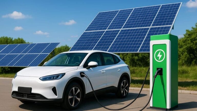 charging EV car with solar panel